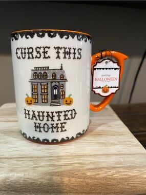 Envogue White & Orange 'Curse This Haunted Home' Halloween Ceramic Mug